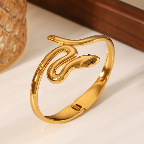 Exaggerated Snakeshaped Stainless Steel Electroplated Bracelet Animal Style
