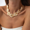 Exaggerated Specialshaped Shell Splicing Clavicle Necklace Alloy 925 Silver Geometric Metal Texture Electroplating
