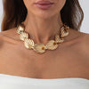 Exaggerated Specialshaped Shell Splicing Clavicle Necklace Alloy 925 Silver Geometric Metal Texture Electroplating