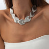 Exaggerated Specialshaped Shell Splicing Clavicle Necklace Alloy 925 Silver Geometric Metal Texture Electroplating