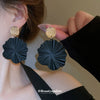 Exaggerated Spiral Flower Pendant Earrings Silver Needle Alloy Electroplated For Women High End Retro Style