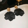 Exaggerated Spiral Flower Pendant Earrings Silver Needle Alloy Electroplated For Women High End Retro Style
