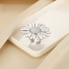 Exaggerated Stainless Steel And Imitation Pearl Geometric Open Ring With Flower Design Electroplated