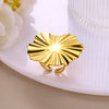 Exaggerated Stainless Steel And Imitation Pearl Geometric Open Ring With Flower Design Electroplated