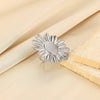 Exaggerated Stainless Steel And Imitation Pearl Geometric Open Ring With Flower Design Electroplated