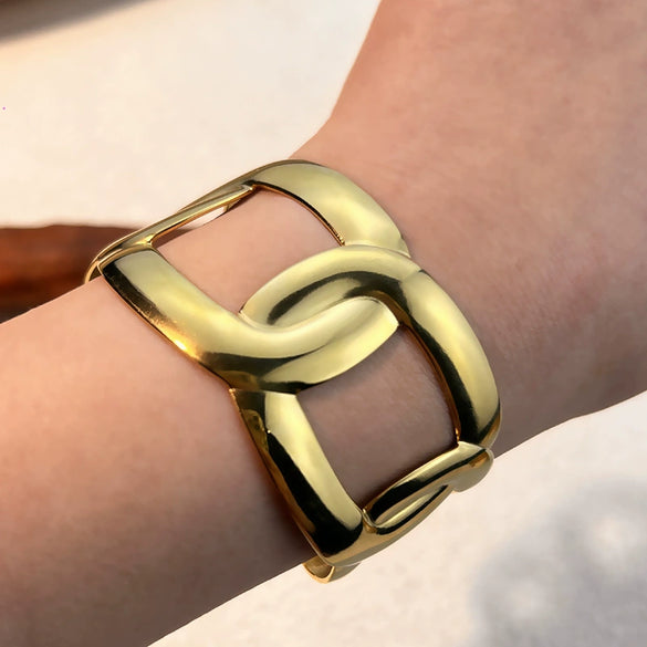 Exaggerated Stainless Steel Electroplated Retro Geometric Bracelet For Women