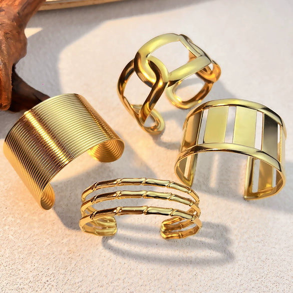 Exaggerated Stainless Steel Electroplated Retro Geometric Bracelet For Women