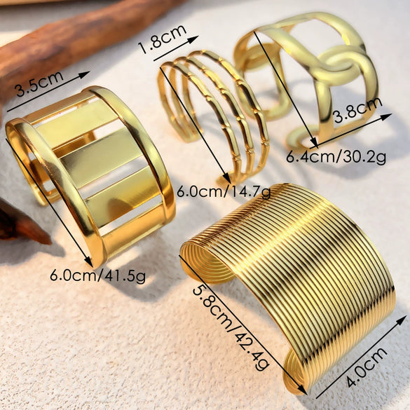 Exaggerated Stainless Steel Electroplated Retro Geometric Bracelet For Women