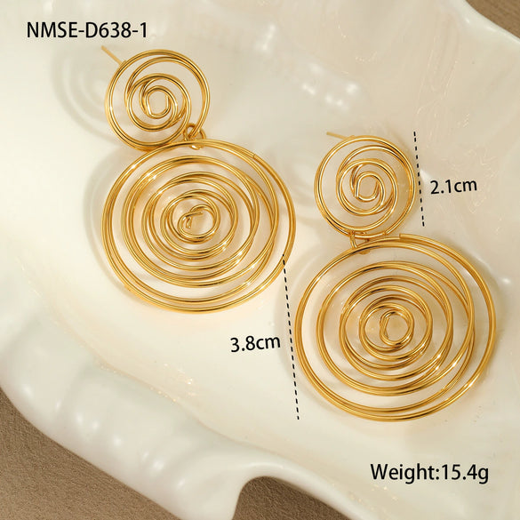 Exaggerated Stainless Steel Fashion Geometric Women's Earrings With Electroplating