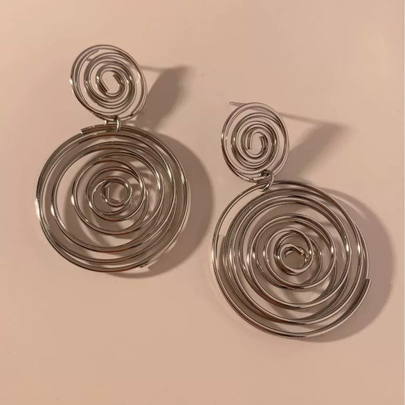 Exaggerated Stainless Steel Geometric Earrings And Ring With Electroplating For Women Fashion Ol Style Mosquito Repellent Incense Size Stitching