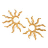 Exaggerated Stainless Steel Geometric Sunflower Earrings With Electroplating Treatment