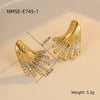 Exaggerated Stainless Steel Irregular Wings Microencrusted Zircon Electroplated Women's Earrings