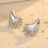 Exaggerated Stainless Steel Irregular Wings Microencrusted Zircon Electroplated Women's Earrings