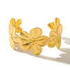 Exaggerated Stainless Steel 18K Gold Plated Flower Bracelet Elegant Light Jewelry