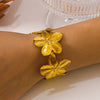 Exaggerated Stainless Steel 18K Gold Plated Flower Bracelet Elegant Light Jewelry