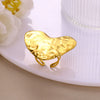Exaggerated Stainless Steel Ring With Heart Flower Geometric Pattern And Electroplating Treatment