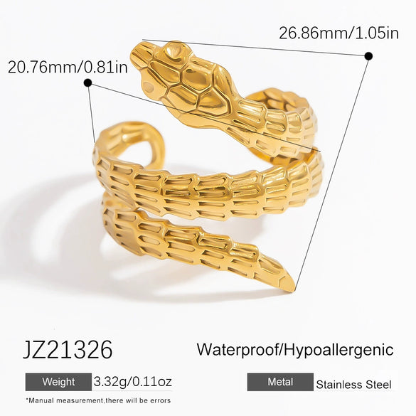 Exaggerated Stainless Steel Snake Ring Electroplated Bracelet Rings For Women