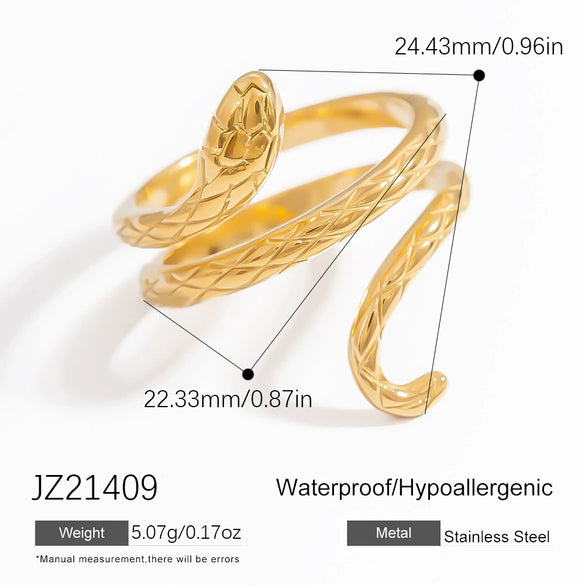 Exaggerated Stainless Steel Snake Ring Electroplated Bracelet Rings For Women