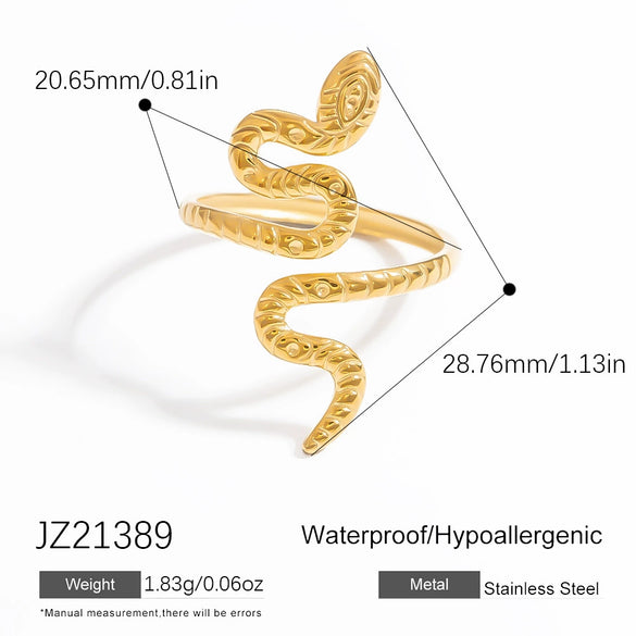 Exaggerated Stainless Steel Snake Ring Electroplated Bracelet Rings For Women