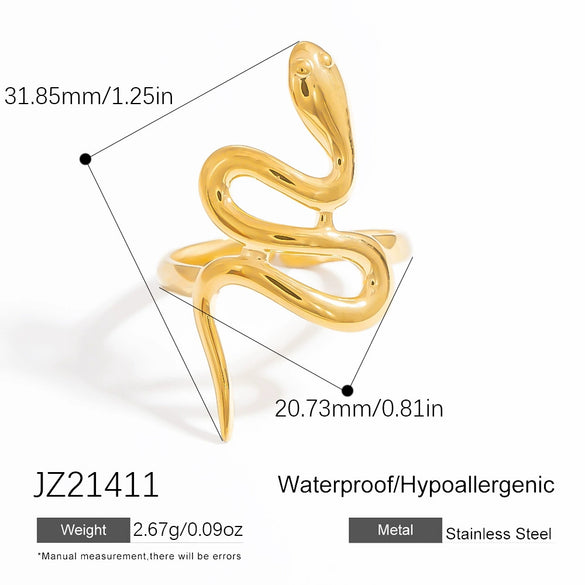 Exaggerated Stainless Steel Snake Ring Electroplated Bracelet Rings For Women