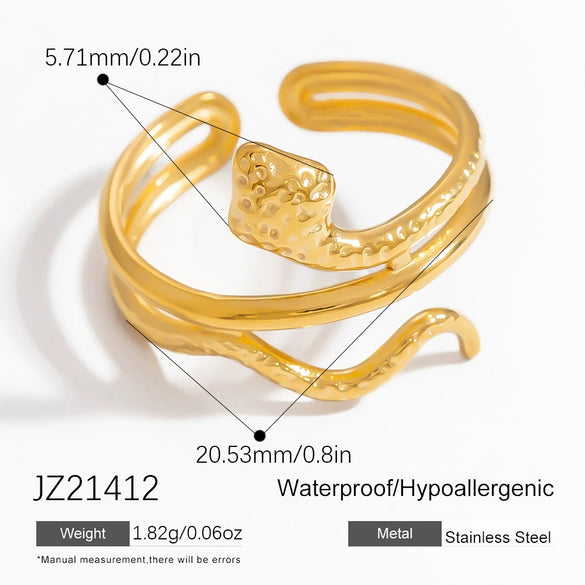 Exaggerated Stainless Steel Snake Ring Electroplated Bracelet Rings For Women