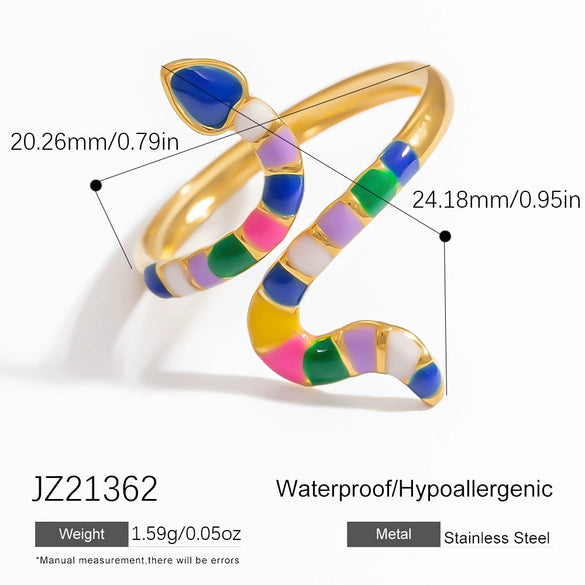 Exaggerated Stainless Steel Snake Ring Electroplated Bracelet Rings For Women