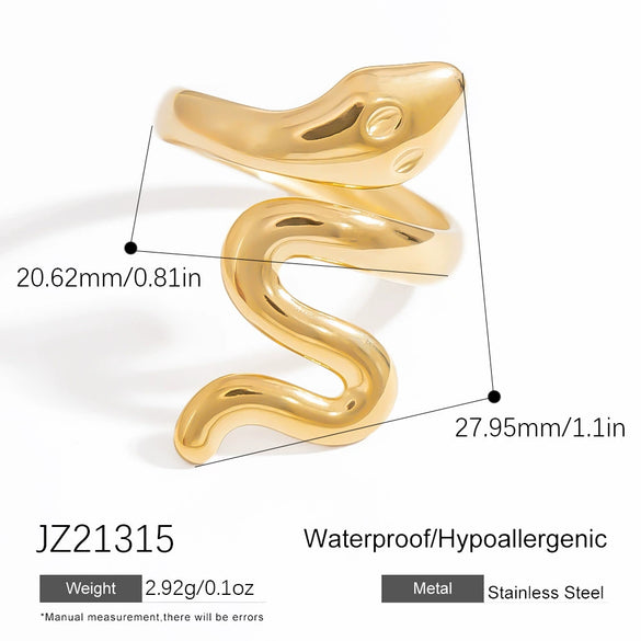 Exaggerated Stainless Steel Snake Ring Electroplated Bracelet Rings For Women