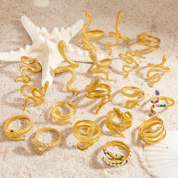 Exaggerated Stainless Steel Snake Ring Electroplated Bracelet Rings For Women