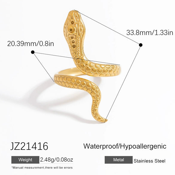 Exaggerated Stainless Steel Snake Ring Electroplated Bracelet Rings For Women