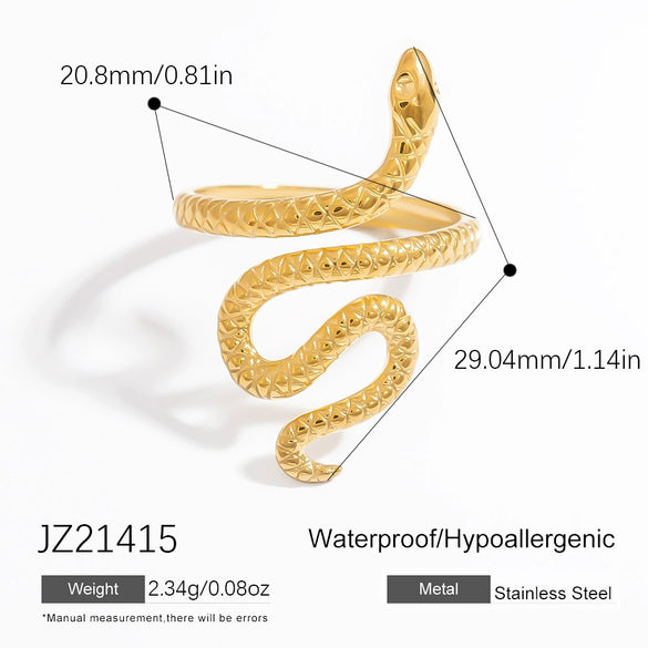 Exaggerated Stainless Steel Snake Ring Electroplated Bracelet Rings For Women