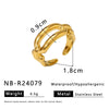 Exaggerated Style Titanium Steel Geometric Pleated Stereo Petal Design Gold Plated Ring For Women