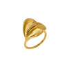 Exaggerated Style Titanium Steel Geometric Pleated Stereo Petal Design Gold Plated Ring For Women