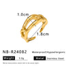 Exaggerated Style Titanium Steel Geometric Pleated Stereo Petal Design Gold Plated Ring For Women