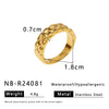 Exaggerated Style Titanium Steel Geometric Pleated Stereo Petal Design Gold Plated Ring For Women