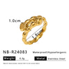 Exaggerated Style Titanium Steel Geometric Pleated Stereo Petal Design Gold Plated Ring For Women