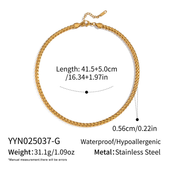 Exaggerated Stylish Geometric Snake Bone Whip Stainless Steel 18K Real Gold Plated Thick Chain Necklace For Women