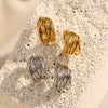 Exaggerated Temperament Double Ring Stitching Women's Earrings In Stainless Steel With 18K Gold Plated Flower Pattern And Electroplating Process
