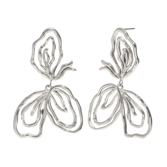 Exaggerated Temperament Double Ring Stitching Women's Earrings In Stainless Steel With 18K Gold Plated Flower Pattern And Electroplating Process