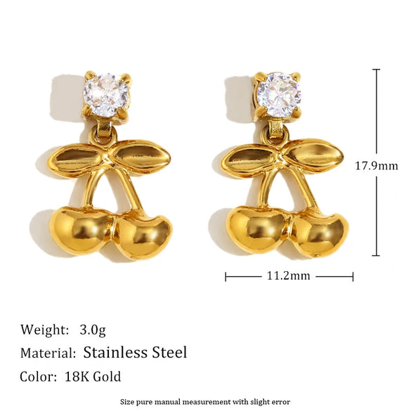 Exaggerated Temperament Double Ring Stitching Women's Earrings In Stainless Steel With 18K Gold Plated Flower Pattern And Electroplating Process