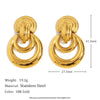 Exaggerated Temperament Double Ring Stitching Women's Earrings In Stainless Steel With 18K Gold Plated Flower Pattern And Electroplating Process