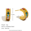 Exaggerated Temperament Double Ring Stitching Women's Earrings In Stainless Steel With 18K Gold Plated Flower Pattern And Electroplating Process