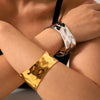 Exaggerated Titanium Stainless Steel Open Bracelet With Geometric Hammer Pattern And Electroplating Design