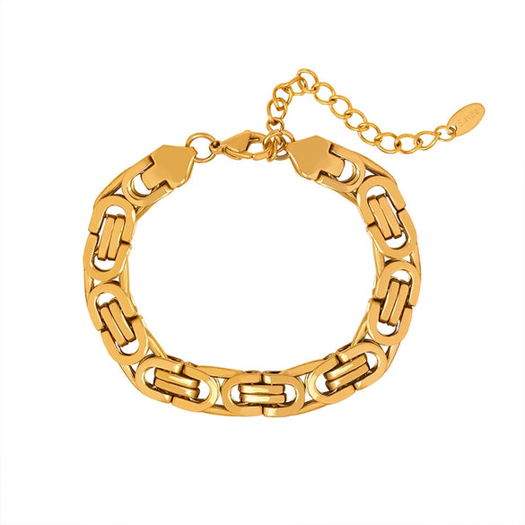 Exaggerated Titanium Steel Bracelet With Geometric Style And Electroplating For Men And Women