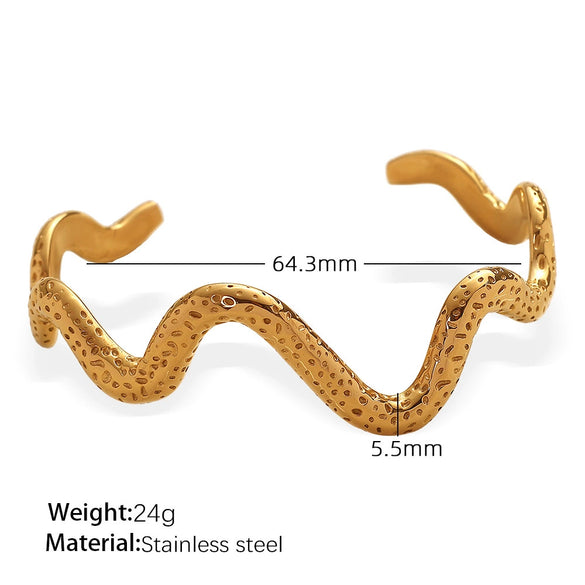 Exaggerated 316L Stainless Steel Geometric Wide Edition Electroplated Personality Trendy Bracelet Jewelry