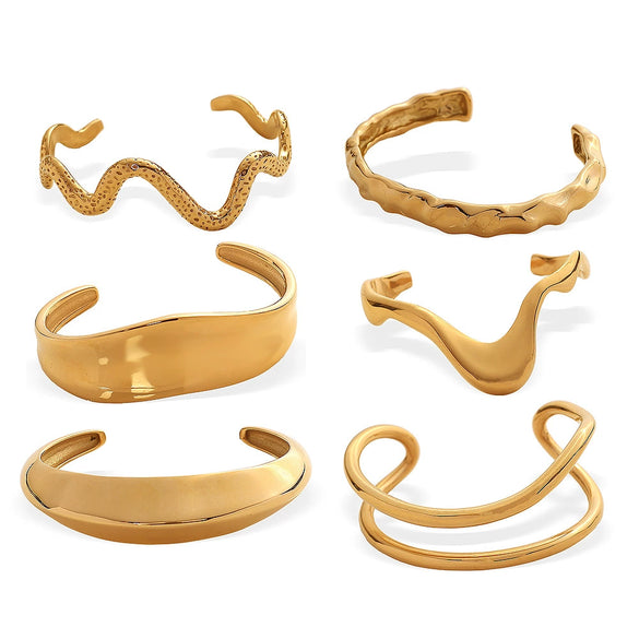 Exaggerated 316L Stainless Steel Geometric Wide Edition Electroplated Personality Trendy Bracelet Jewelry