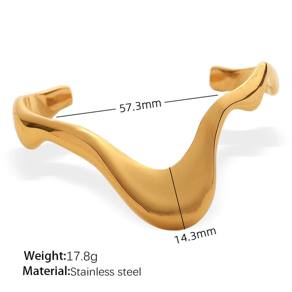 Exaggerated 316L Stainless Steel Geometric Wide Edition Electroplated Personality Trendy Bracelet Jewelry