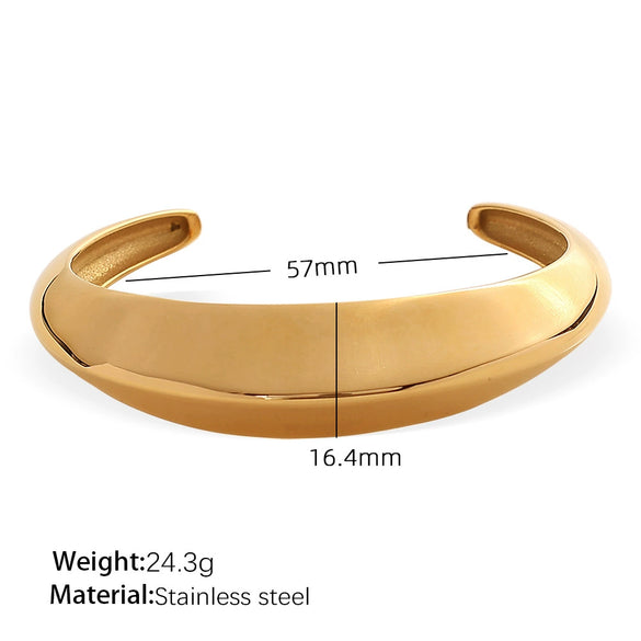 Exaggerated 316L Stainless Steel Geometric Wide Edition Electroplated Personality Trendy Bracelet Jewelry