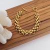 Exaggerated Trendy Cool Elegant Jewelry Suit With Buckle Design Thick Chain Personality Necklace And All Match Gold Plated 316L Stainless Steel Bracelet Electroplated