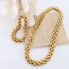 Exaggerated Trendy Cool Elegant Jewelry Suit With Buckle Design Thick Chain Personality Necklace And All Match Gold Plated 316L Stainless Steel Bracelet Electroplated