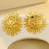 Exaggerated Vintage Stainless Steel And 18K Electroplated Sunflower Texture Women's Earrings
